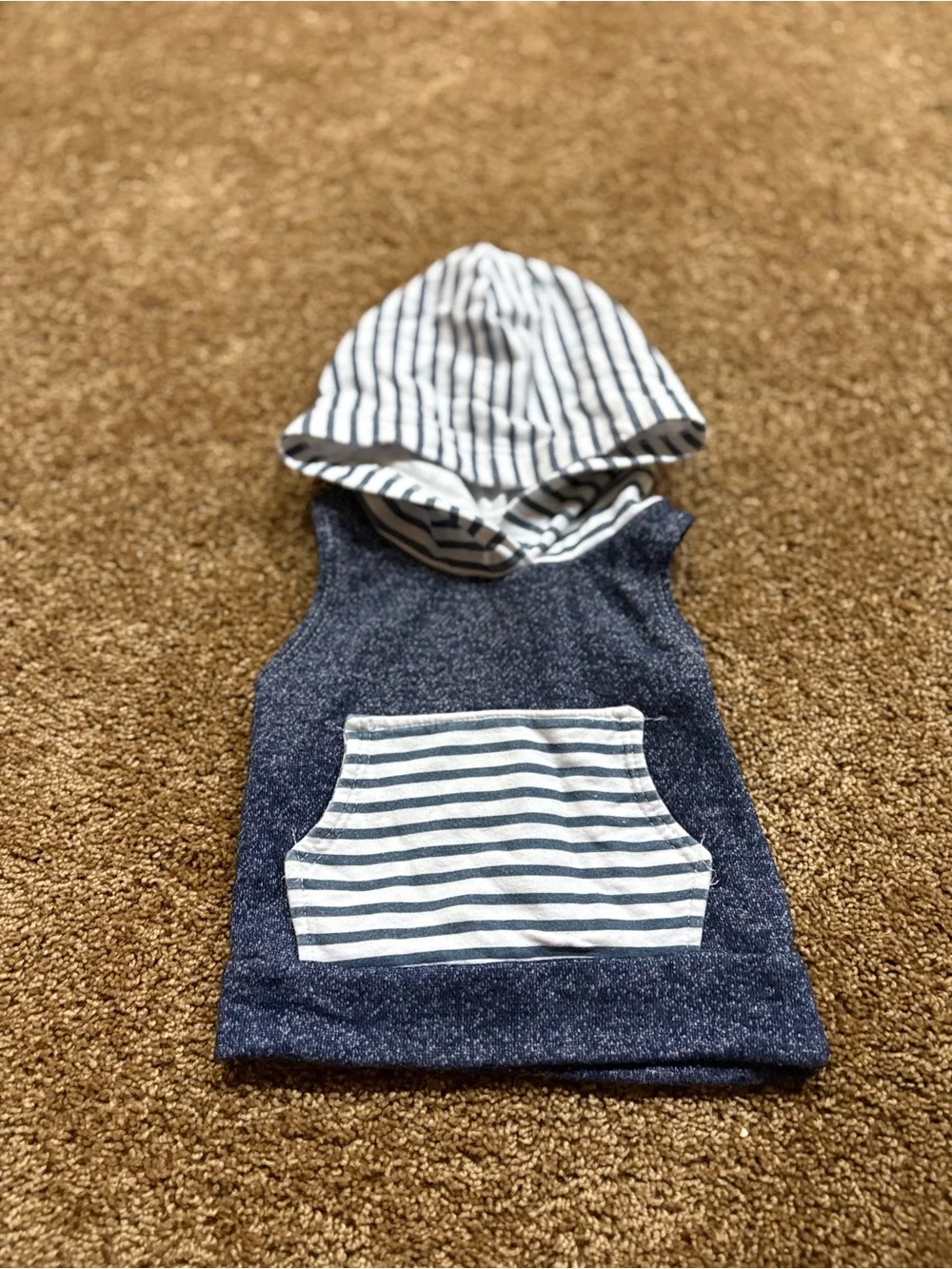 Handmade in USA Striped Hooded Tank Top Sweatshirt